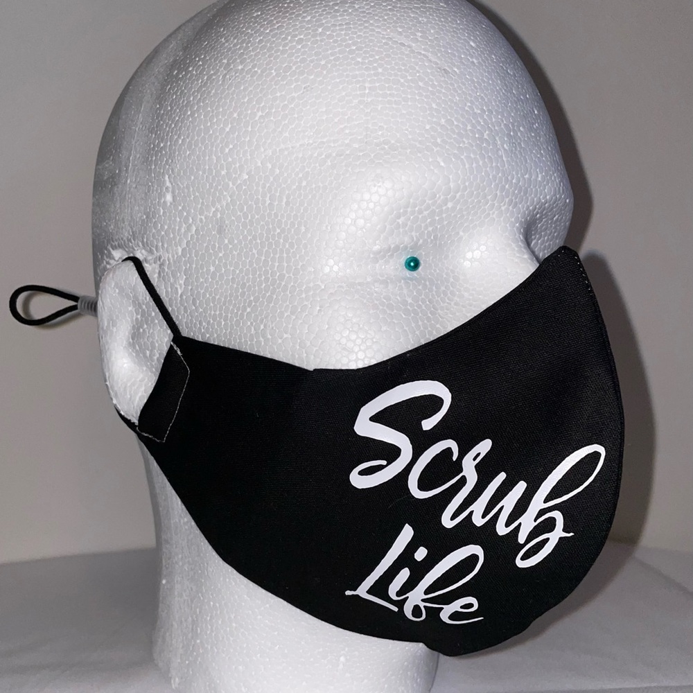 2 Scrub Life Black Cotton Face Masks
